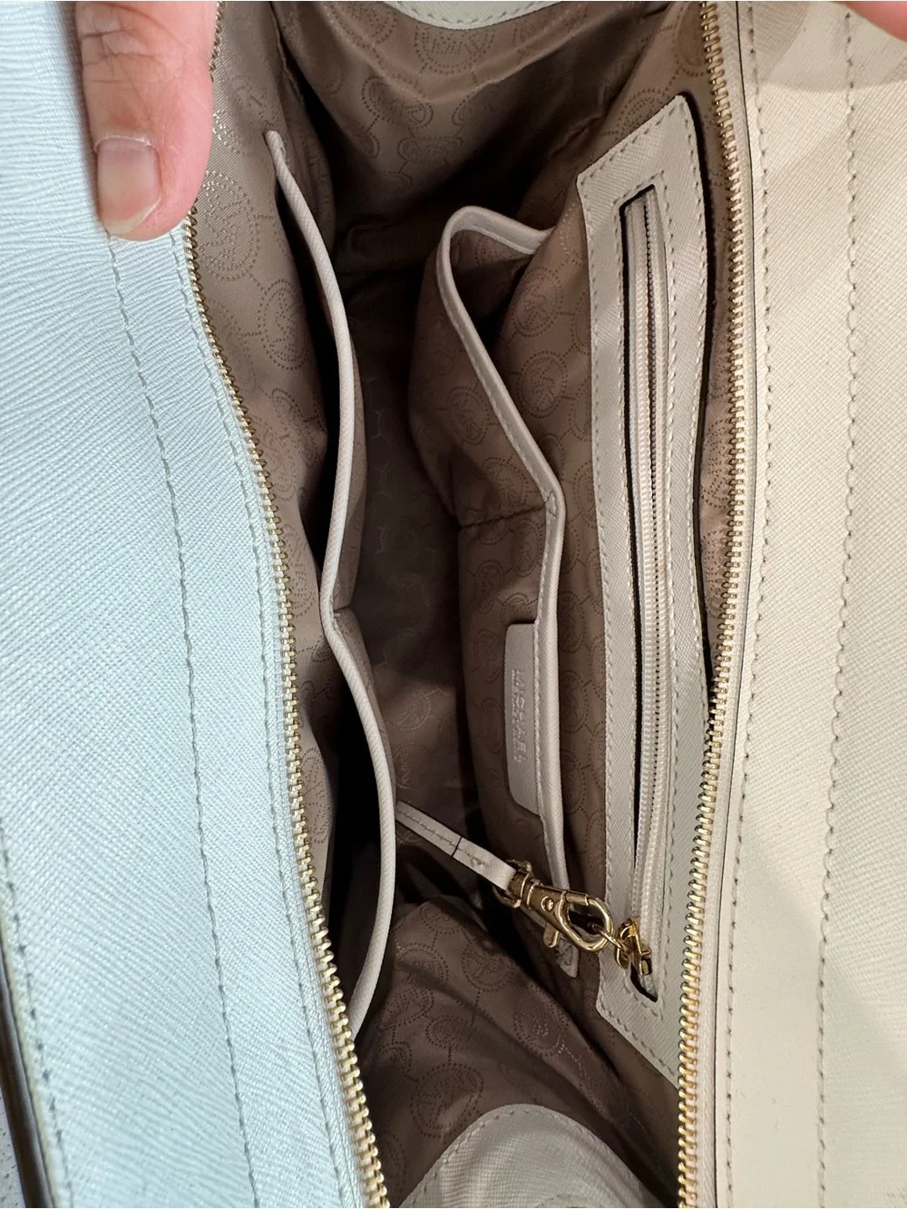 Michael Kors Black White Leather Satchel Crossbody Bag + Dust Bag